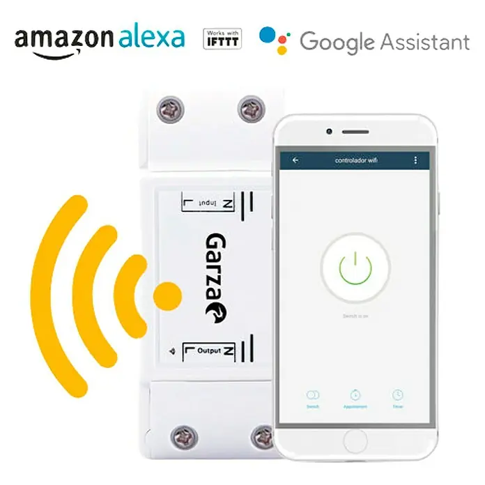 Garza Smart Home Controlador WiFi - Blanco, IP20 - Interruptor inteligente Garza con control por smartphone y compatibilidad con asistentes de voz para hogar moderno.