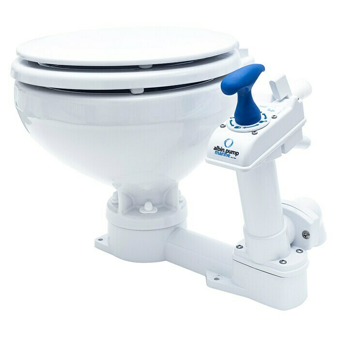 Albin Pump Bordtoilette Manuell Kompakt  (L x B x H: 40 x 45 x 34 cm, Spülsystem: Manuelle Wasserspülung, Weiß)