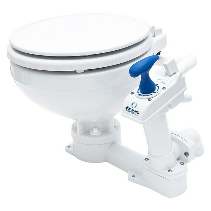 Albin Pump Bordtoilette Manuell Kompakt  (L x B x H: 40 x 45 x 34 cm, Spülsystem: Manuelle Wasserspülung, Weiß)