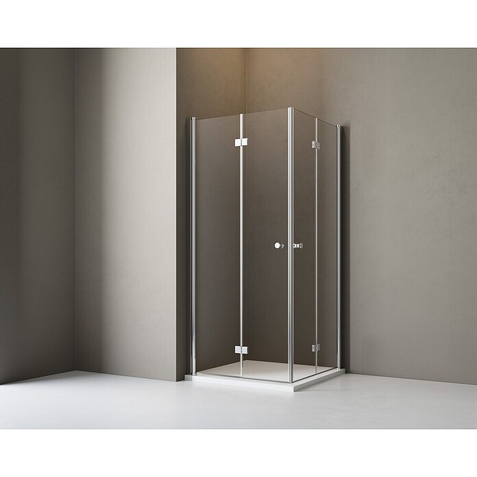 Corniche Eckdusche Light Bifold (80 x 80 x 190 cm, Stärke: 5 mm, Silber)