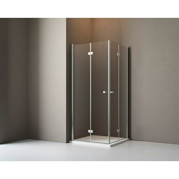 BAUHAUS Eckdusche Light Bifold80 x 80 x 190 cm, Stärke: 5 mm, Silber Unknown