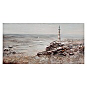 Cuadro pintado a mano Mar y faro (Sea and lighthouse, 120 x 60 cm)