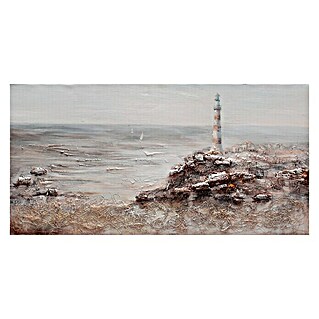 Cuadro pintado a mano Mar y faro (Sea and lighthouse, An x Al: 120 x 60 cm)