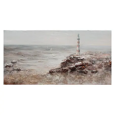 Cuadro pintado a mano Mar y faro
