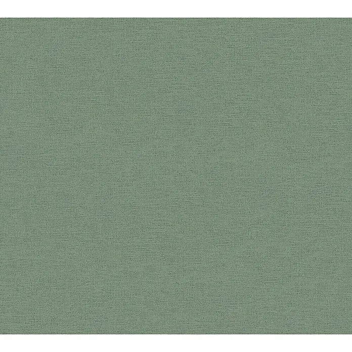 A.S. Création Ethnic Origin Vliestapete - Grün, Uni, 10,05 x 0,53 m - Detailaufnahme eines grünen Stoffes mit feiner Textur, ideal für Designprojekte und zur Visualisierung von Materialien.