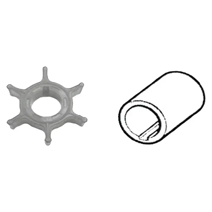 CEF Impeller 500347 - Ø x L: 45,6 x 14,8 mm, Wellendurchmesser: 13 mm - Abgebildet sind eine Impellerpumpe und ein Keil für eine bessere Kraftübertragung. Ersatzteile für Bootsmotoren.