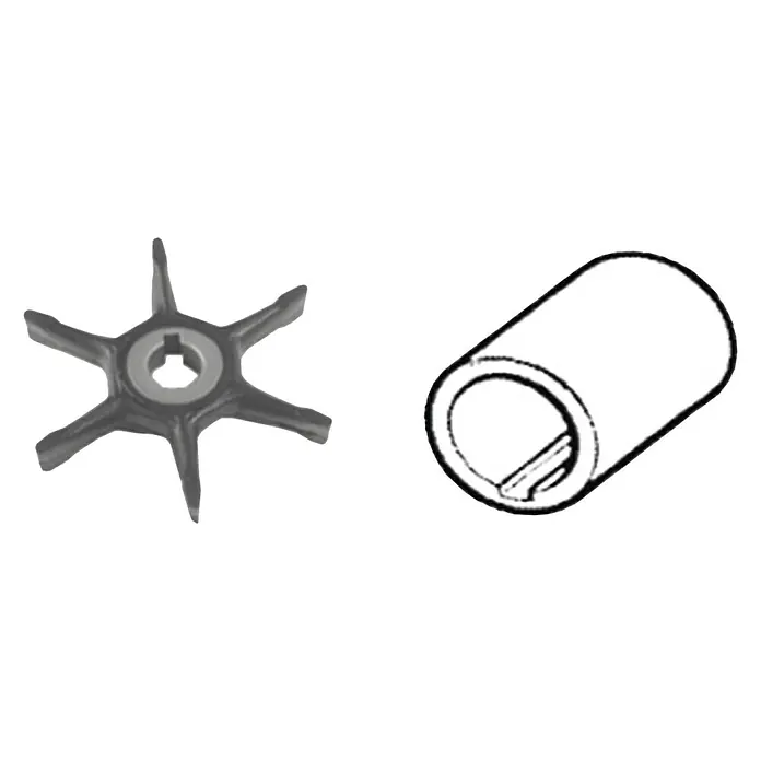 CEF Impeller 500350 - Ø x L: 69 x 12,8 mm, Wellendurchmesser: 11 mm - Abbildung einer Kühlmittelpumpe mit Flügelrad und einer Buchse, die in Kühlwasserpumpen verwendet werden.