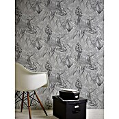 AS Creation Greenery Vliestapete (Schwarz/Weiß, Floral, 10,05 x 0,53 m)