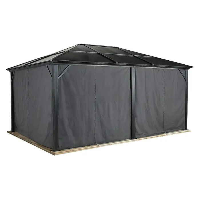 Sojag Pavillon-Seitenwände Meridien 12 x 16 - Für Sojag Pavillon Meridien 12x16 - Stilvoller Pavillon mit dunklen Vorhängen, perfekt für jede Gartenparty oder entspannte Stunden im Freien. Der Pavillon bietet optimalen Schutz vor Wind und Wetter.