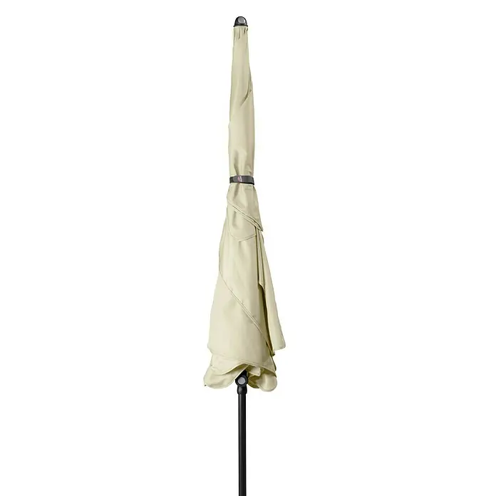 Doppler Sunline Marktschirm Waterproof Neo - Natur, Bespannungsmaß (L x B): 225 x 120 cm - Geschlossener beiger Sonnenschirm mit schwarzem Ständer, ideal für den Garten oder die Terrasse.