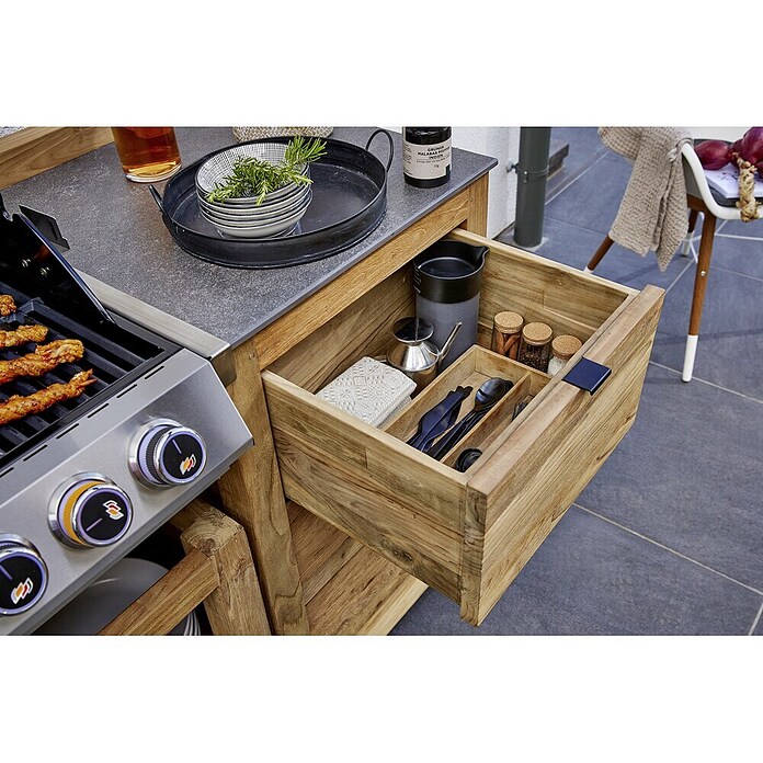 Sunfun Módulo para barbacoa (Con cajón, L x An x Al: 63 x 58 x 92 cm, Madera)