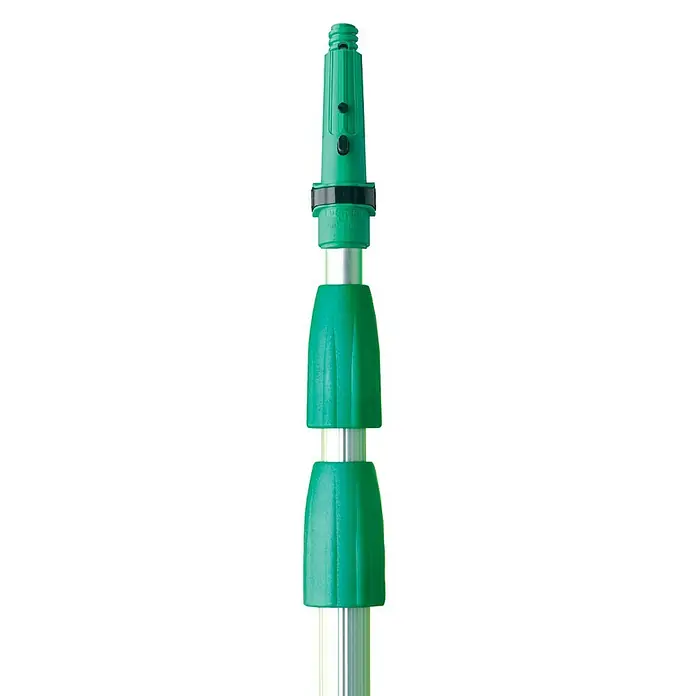 Unger Professional Teleskopstange OptiLoc - 450 cm, Aluminium, 3 -tlg. - Ausziehbarer Putzstock in Grün und Silber. Ein praktisches Werkzeug für die Reinigung in schwer zugänglichen Bereichen.