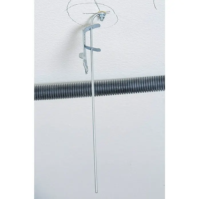 Knauf Draht mit Öse - 250 x 45 x 4 mm, 100 Stk. - Deckenmontage mit langem, silbernem Stahlrohr und Metallhalterung, ideal für Beleuchtung oder Installationen, die eine stabile und sichere Befestigung erfordern.