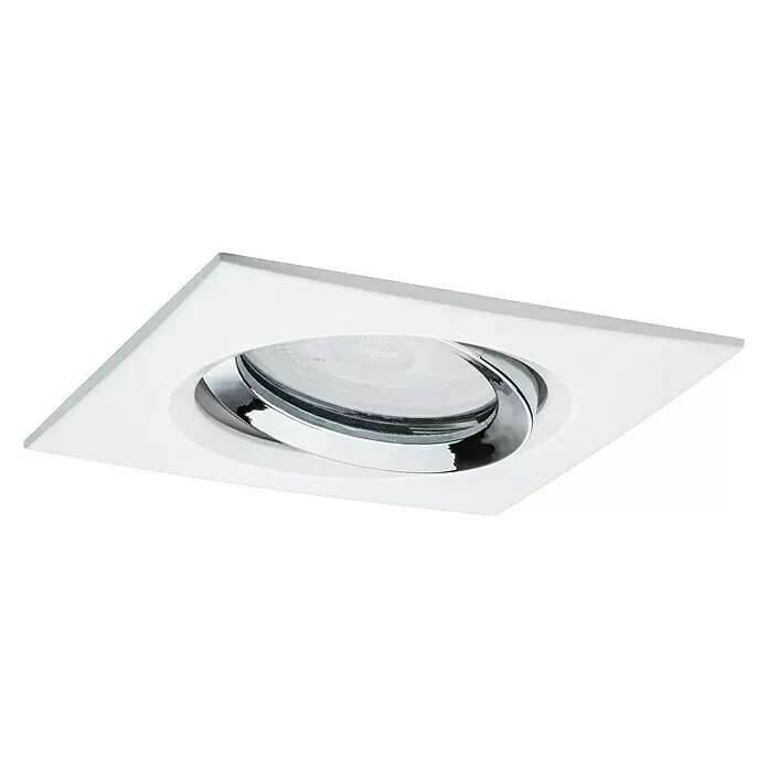 Paulmann Foco LED empotrable Nova Plus Single Light - 7 W, L x An x Al: 9,3 x 9,3 x 9 cm, Blanco, Blanco cálido - Foco empotrable cuadrado blanco con anillo interior cromado giratorio.