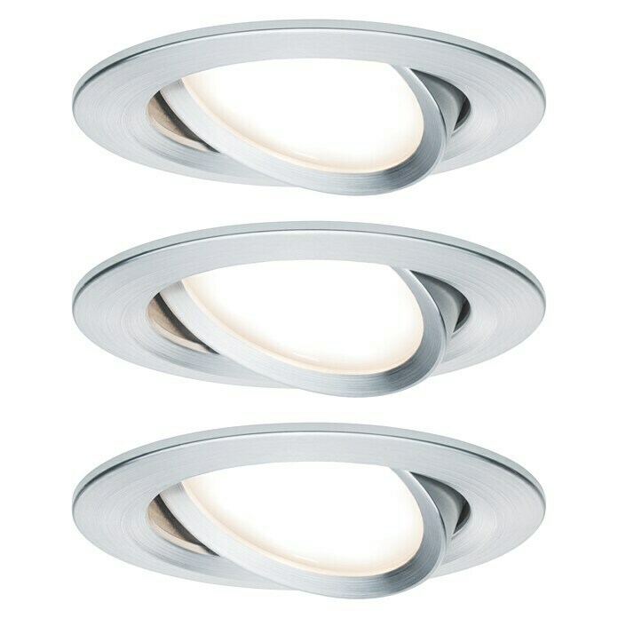 Paulmann LED-Einbauleuchten-Set (6,5 W, Aluminium, Durchmesser: 8,4 cm, 3 Stk.)