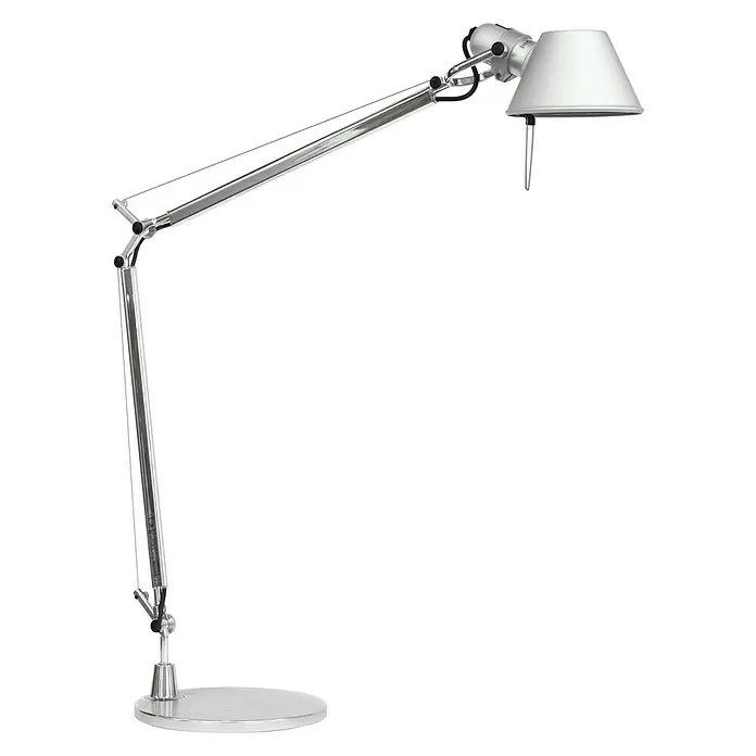 Artemide Tischleuchte Tolomeo - 77 W, Silber, Silber, E27 - Silberne Schreibtischlampe mit verstellbarem Arm und kegelförmigem Lampenschirm, ideal für Arbeitsbereiche.