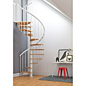 Dolle Spindeltreppe Montreal (Durchmesser: 120 cm, Weiß, Farbe Stufen: Buche Natur, Geschosshöhe: 252 - 282 cm)