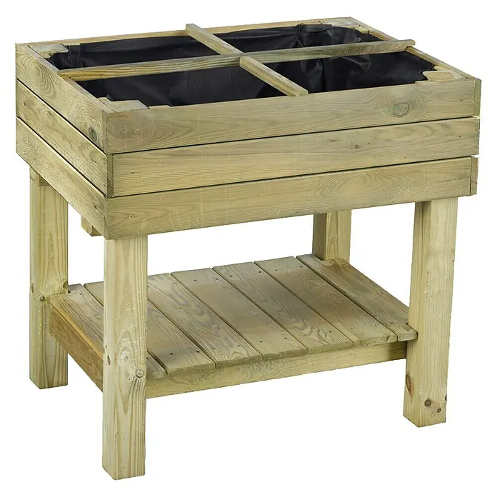 Cerland Huerto Paprika - 80 x 60 x 87 cm, Madera - El macetero elevado de madera con estante debajo es ideal para jardines y terrazas. Ofrece espacio para plantas y hierbas.