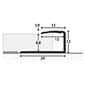 LOGOCLIC Endprofil 250 (Edelstahl matt, 0,9 m x 24 mm x 12 mm, Montageart: Kleben)