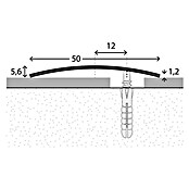 LOGOCLIC Overgangsprofiel (Mat rvs, 0,9 m x 50 mm x 5,6 mm, Montagemethode: Schroeven, Verzonken gaten aan de zijkant)