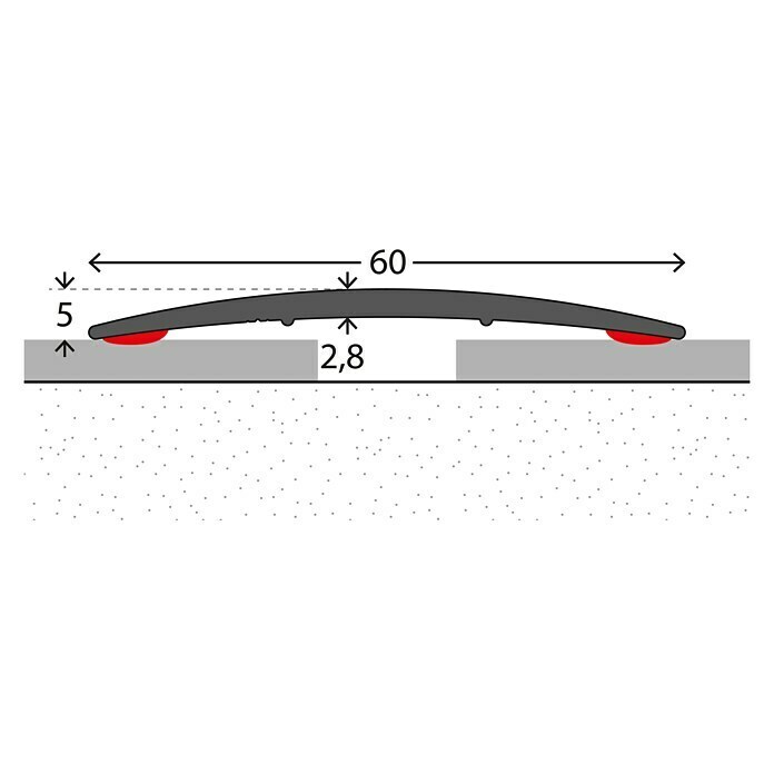 LOGOCLIC Prijelazni profil (Srebrno, 1 m x 60 mm x 5 mm, Vrsta montaže: Lijepljenje)