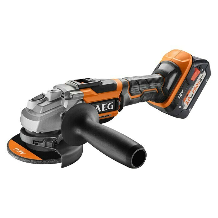 AEG Powertools Akku-Winkelschleifer BEWS18-125BLLI-502C18 V, 2 Akkus, 5 Ah, Durchmesser Scheibe: 125 mm, Leerlaufdrehzahl: 0 U/min - 11.000 U/min Front View