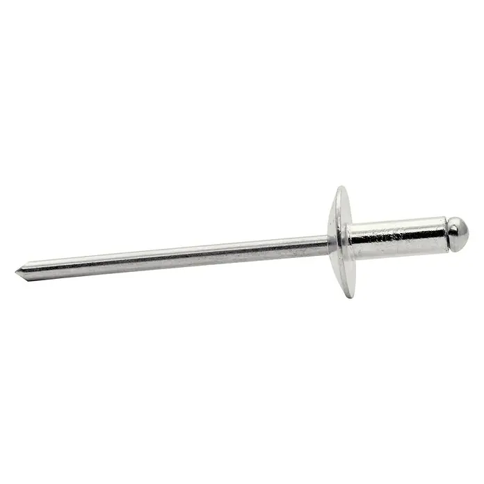 Rapid Blindniete XL - Nietlänge: 8 mm, Nietdurchmesser: 3,2 mm, 50 Stk. - Silberner Metallblindniet mit spitzem Dorn und flachem Rundkopf.