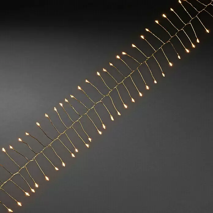 Konstsmide LED-Lichterkette Micro LED Firecracker - Innen, Lichtfarbe: Bernstein, Anzahl Leuchtmittel: 200 Stk., Netzbetrieben, Gold - Detailaufnahme