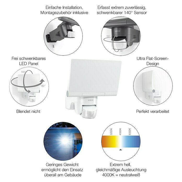 Steinel Sensor-LED-Strahler XLED HOME 2 S GRAPH V2Graphit, Warmweiß Front View