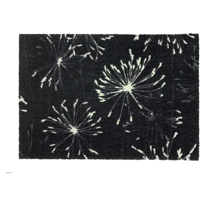 SCHÖNER WOHNEN-Kollektion Fußmatte Pusteblume - Anthrazit/Mint, 100 x 67 cm - Schwarzer Teppich mit stilisiertem Pusteblumen-Muster für ein modernes und gemütliches Wohnambiente.