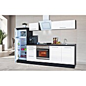 Respekta Premium Composición de cocina (Ancho: 270 cm, Con dispositivos eléctricos, Blanco de alto brillo)