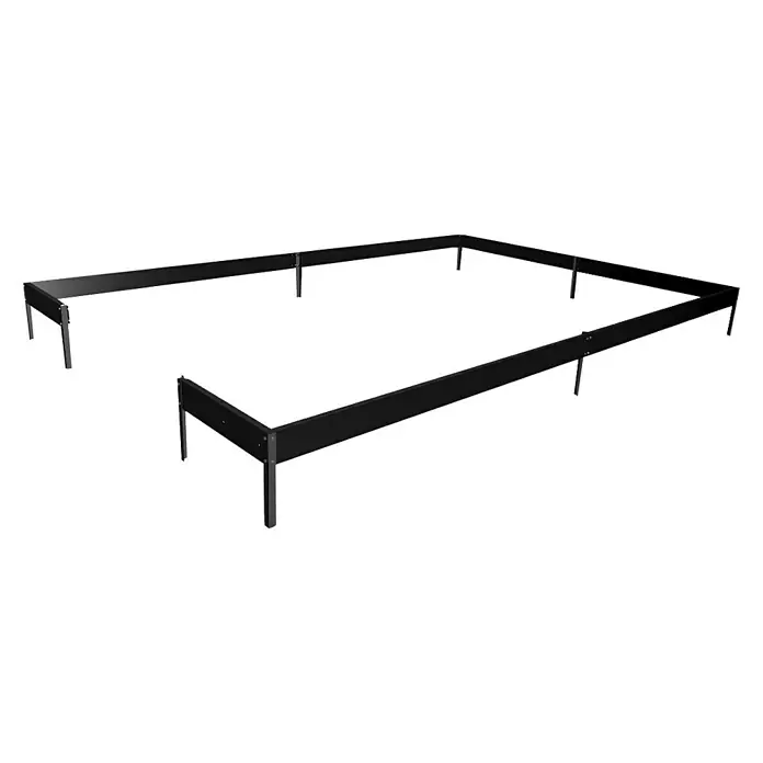 Halls Gewächshaus Qube 812 - Außenmaß inkl. Dachüberstand (B x T): 261 x 385 cm, 3 mm, Schwarz - Schwarzer Bettrahmen aus Holz mit geraden Linien und minimalistischem Design für moderne Schlafzimmer.\n
