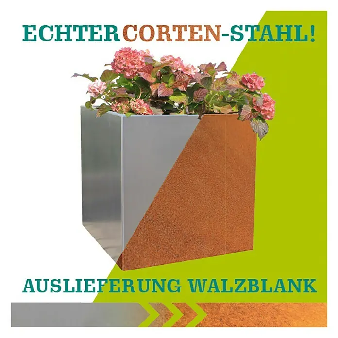 Palatino Exclusive Line Pflanzkübel eckig Lotte80 x 40 x 50 cm, Cortenstahl, Rotbraun - Pflanzgefäß aus echtem Corten-Stahl mit auffälliger Rostoptik. Ein Blickfang für jeden Garten.