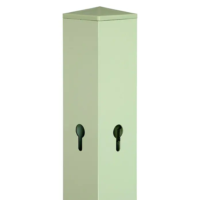 Videx Garden Pfosten - 6 x 6 x 190 cm, Passend für: Videx Garden Sichtschutzelemente Malmö, Stockholm & Öland Höhe 180 cm, Beige - Ein beiger Spender mit zwei Aussparungen in Form eines umgekehrten Tropfens. Ideal zur praktischen Entnahme von Produkten.