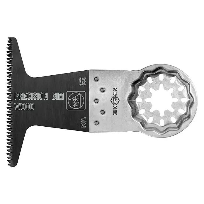 Fein Starlock Bi-Metall-Sägeblatt E-Cut Precision - L x B: 50 x 65 mm, 3 Stk. - Präzisions-BIM-Holzsägeblatt mit Starlock-Aufnahme für oszillierende Elektrowerkzeuge. Ideal für präzise Holzarbeiten.