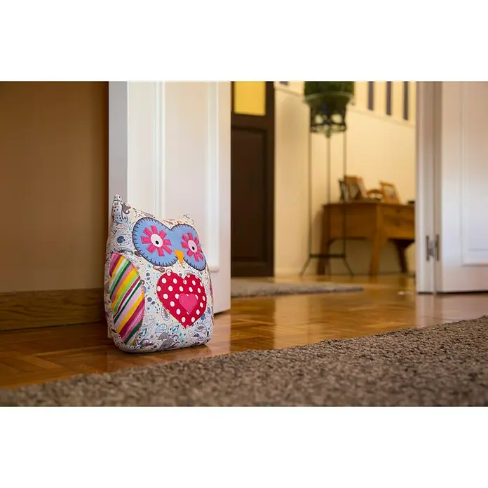 Rei Tope de puerta Búho - Textil - Tope de puerta decorativo de búho con estampado de corazón, ideal para mantener las puertas abiertas y como decoración.