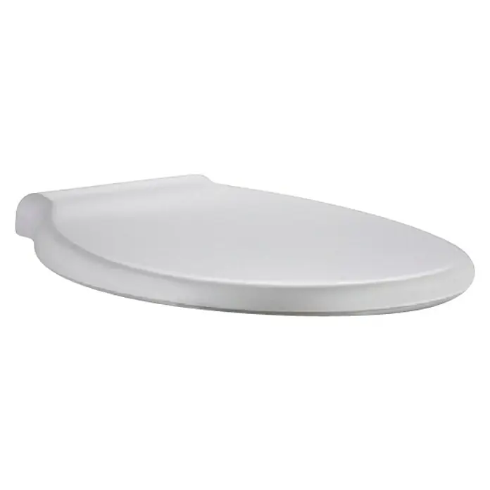 Geberit Renova WC-Sitz Comfort Basic - Duroplast, Weiß, Ohne Absenkautomatik - Nahaufnahme eines weißen Toilettensitzes mit sanft geschwungenen Formen vor einem neutralen Hintergrund.