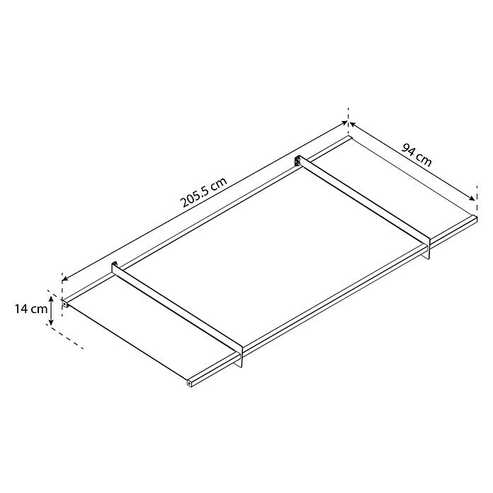 Solid Elements Vordach Louisa2.055 x 940 x 140 mm, Farbe Träger: Anthrazitgrau Unknown