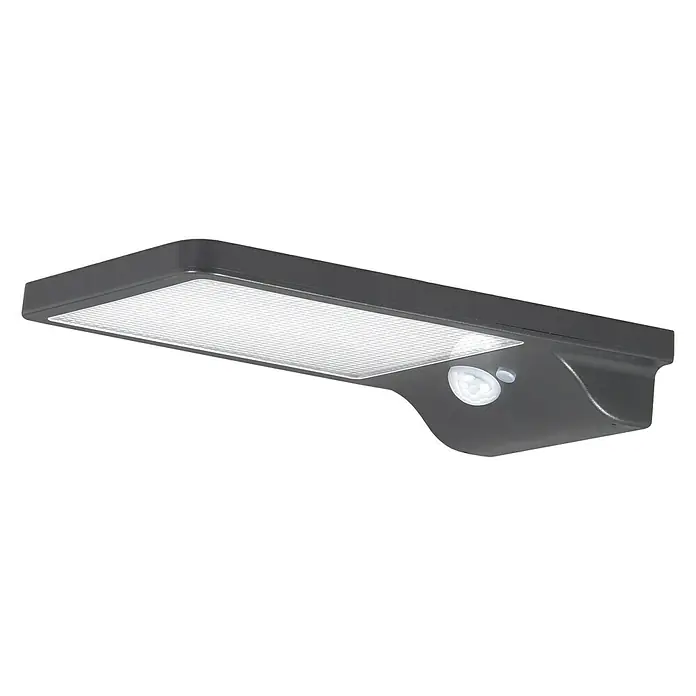 Arte confort Aplique solar para exterior Naire - 3,5 W, L x An x Al: 17,5 x 10,5 x 3,5 cm, Negro - Lámpara de pared solar oscura con sensor de movimiento para uso en exteriores, ideal para jardines y entradas.