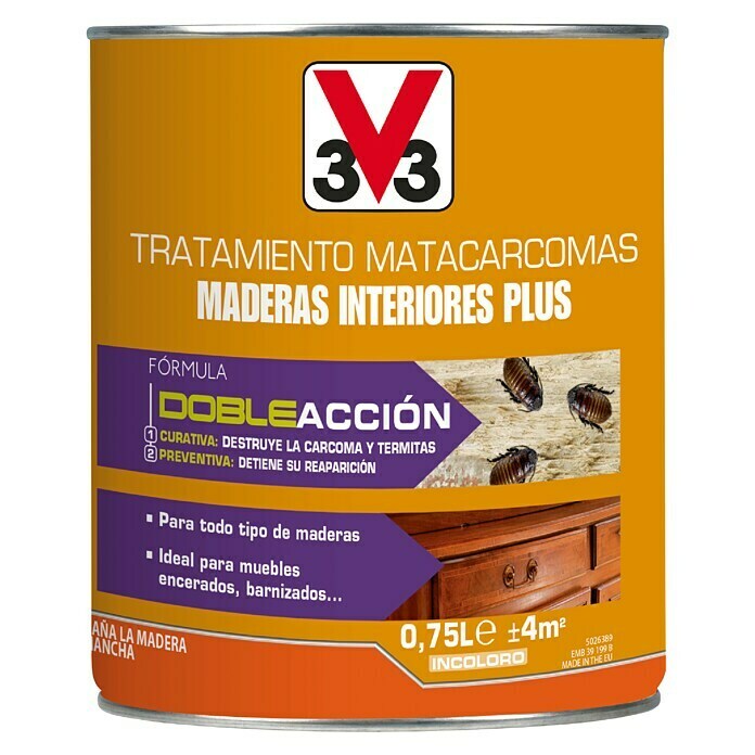 V33 Matacarcomas Maderas interiores Plus (Incoloro, 750 ml)