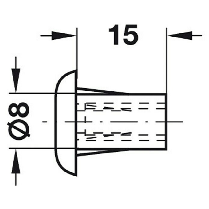 Häfele HülsenmutterM6, Kunststoff, Weiß Front View