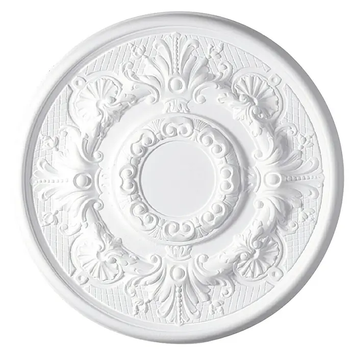 Rosette Ira - 53 cm, Expandiertes Polystyrol (EPS), Historismus, Weiß - Weiße Deckenrosette mit filigranen Verzierungen, ideal für elegante Innenräume. Verschönert jeden Raum mit klassischem Charme.