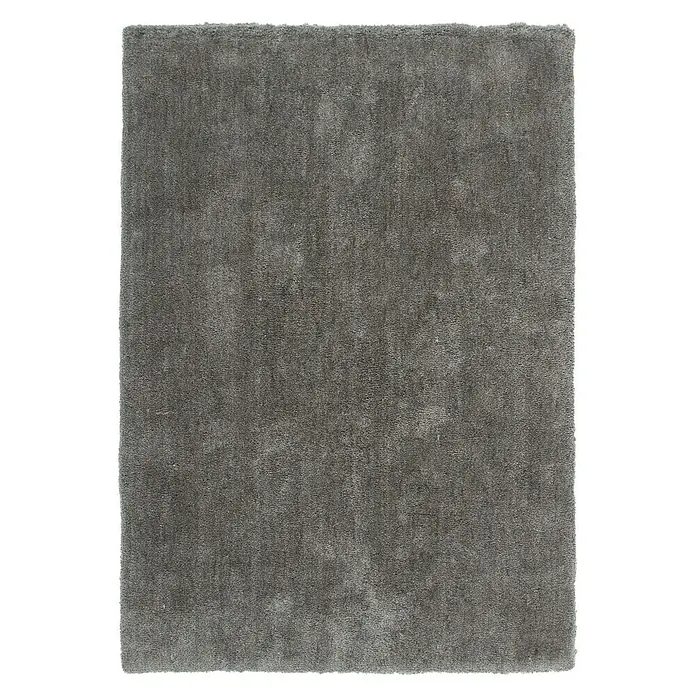 Hochflorteppich Super Soft ShaggyPlatin, 150 x 80 cm, 100 % Polyester (Flor) - Nahaufnahme eines grauen Teppichs mit weicher Textur, ideal für Wohnräume, der Komfort und Stil vereint.