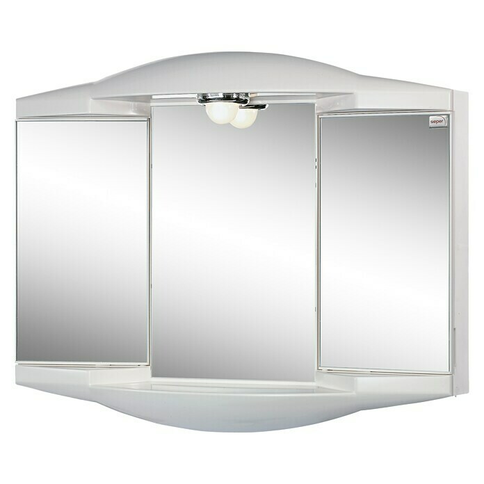 Spiegelschrank H: Kunststoff, Sieper cm, Chico x | BAUHAUS Weiß) Mit 52,6 (B GL Beleuchtung, 62 x