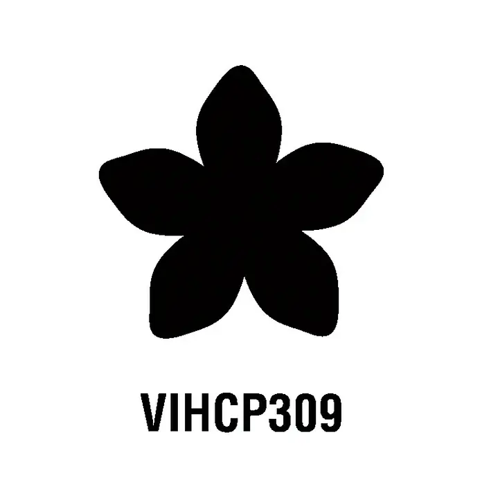 Artemio Perforadora gigante Flower - Flor, 5 x 4,5 cm - Silueta negra de una flor de cinco pétalos con el texto "VIHCP309" debajo, ideal para diseños florales.