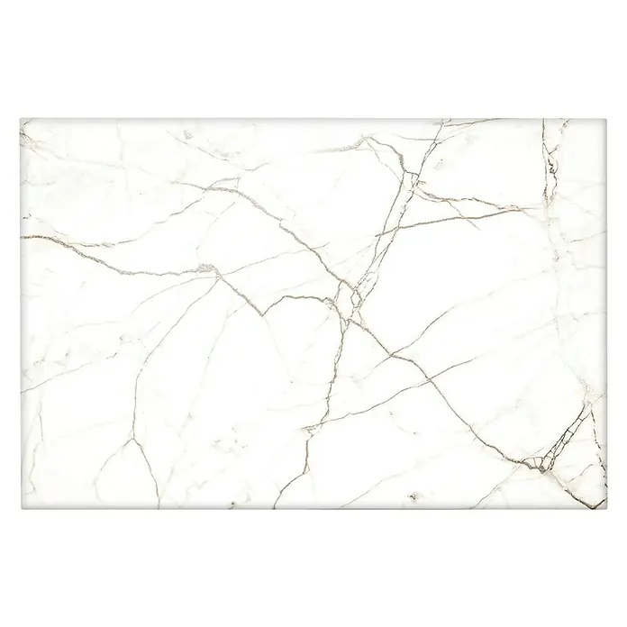 CUCINE Küchenrückwand - White Marble, 60 x 40 cm, Stärke: 6 mm, Einscheibensicherheitsglas (ESG) - Eine Marmorfliese in Weiß mit grauen Adern, die ein elegantes und luxuriöses Aussehen verleihen. Perfekt für stilvolle Innenräume.