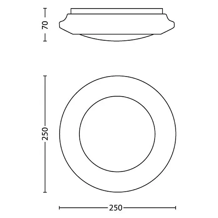 Philips LED-Deckenleuchte Cinnabar - 6 W, L x B x H: 25 x 25 x 7 cm, Weiß - Kreisförmige Anbauleuchte, 250 mm Durchmesser, 70 mm Höhe.