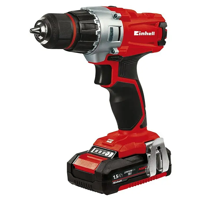 Einhell PXC 18V Akku-Bohrschrauber TE-CD 18/2 Li Kit - 18 V, 2 Akkus, 1,5 Ah, 44 Nm - Akku-Bohrschrauber von Einhell, ideal für Heimwerker. Leistungsstark und vielseitig für Schraub- und Bohrarbeiten mit 18V Akku.