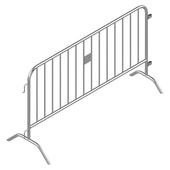 Schake Absperrgitter Typ D - L x H: 2.000 x 1.100 mm - Silberne Absperrschranke, ideal zur Lenkung von Menschenmengen. Robust und einfach zu verbinden, bietet sie Sicherheit auf Veranstaltungen.