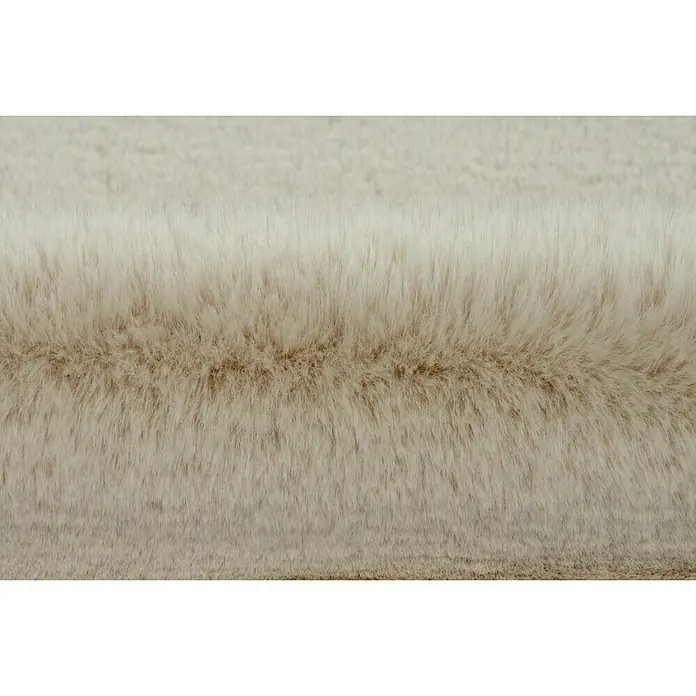 Fellteppich Happy - Elfenbein, 150 x 80 cm, 100 % Polyester (Flor) - Nahaufnahme eines luxuriösen, cremefarbenen Teppichs. Die weichen, dichten Fasern laden zum Berühren ein und versprechen höchsten Komfort.